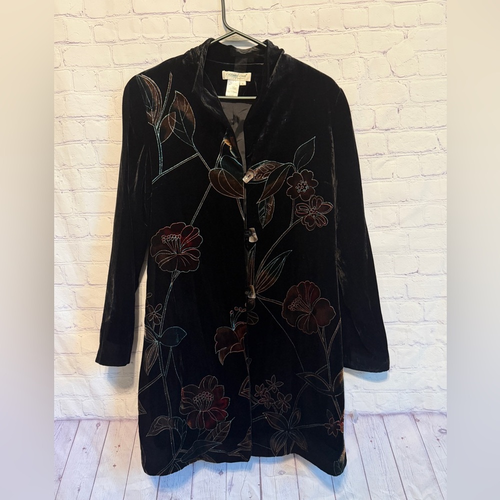 Coldwater Creek Black Velvet Floral Blazer - Picture 2 of 12